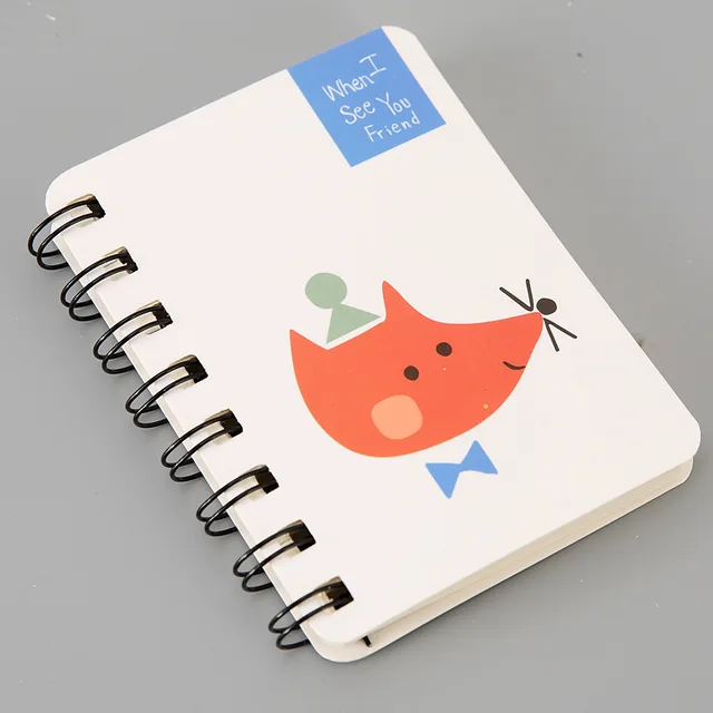 80Page A7 Korea Cartoon Anime Coil Notebook Small Notepad Animal Rollover Office School Learn Supplies Mini Kawaii Diary Journal 1826