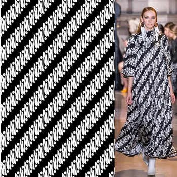 

145cm new fashionable black digital printing fabric sewing women's skirt shirt pants pajamas fast delivery support customization