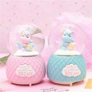 

Cartoon Unicorn Music Box Bedside Lamp Crystal Ball Cartoon Bedroom Decorative Lighting Children's Toy Table Lamp