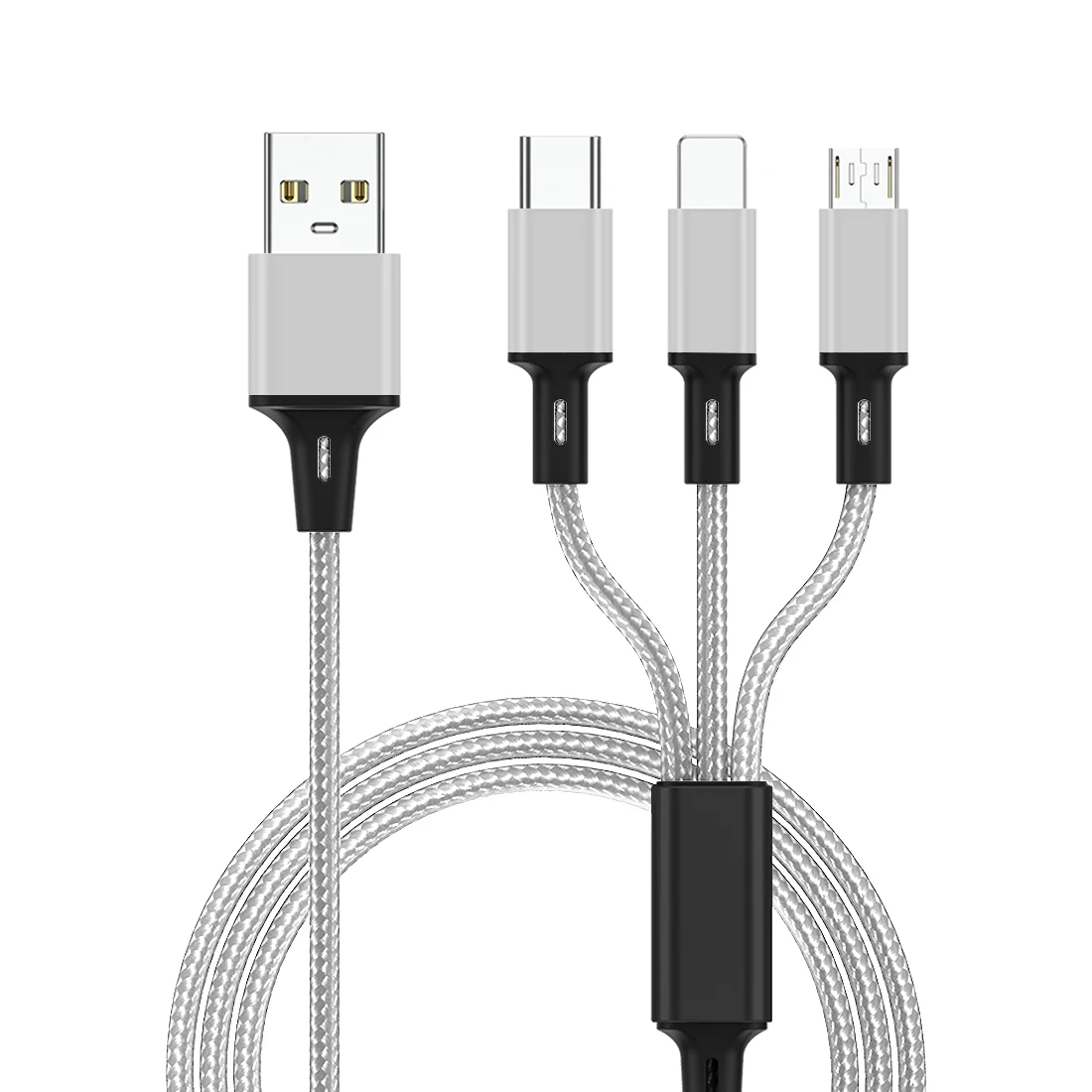 Серый 3 в 1 USB кабель для мобильного телефона Micro usb type C зарядный кабель для смартфона зарядный кабель Micro зарядный usb-шнур - Цвет: Серый