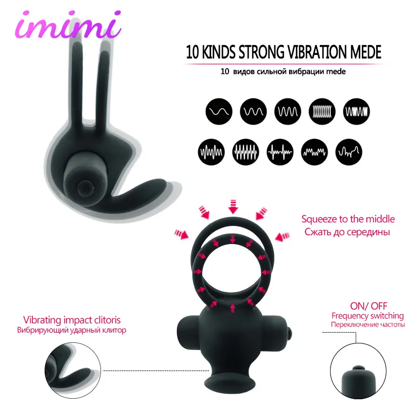 Double Rings Cock Vibrator Male Ring Delay Premature Ejaculation Penis Ball Loop Lock Prostate Massager Male Masturbator Sex Toy