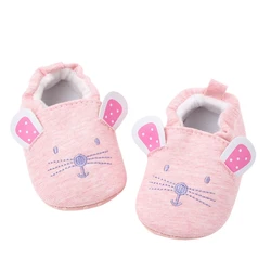 Chaussons antidérapantes à semelle souple motif animal pour bébé,chaussures pour nouveau né, garçon, fille, enfant, bottines d'hiver mignonnes, en couleurs gris et rose, 