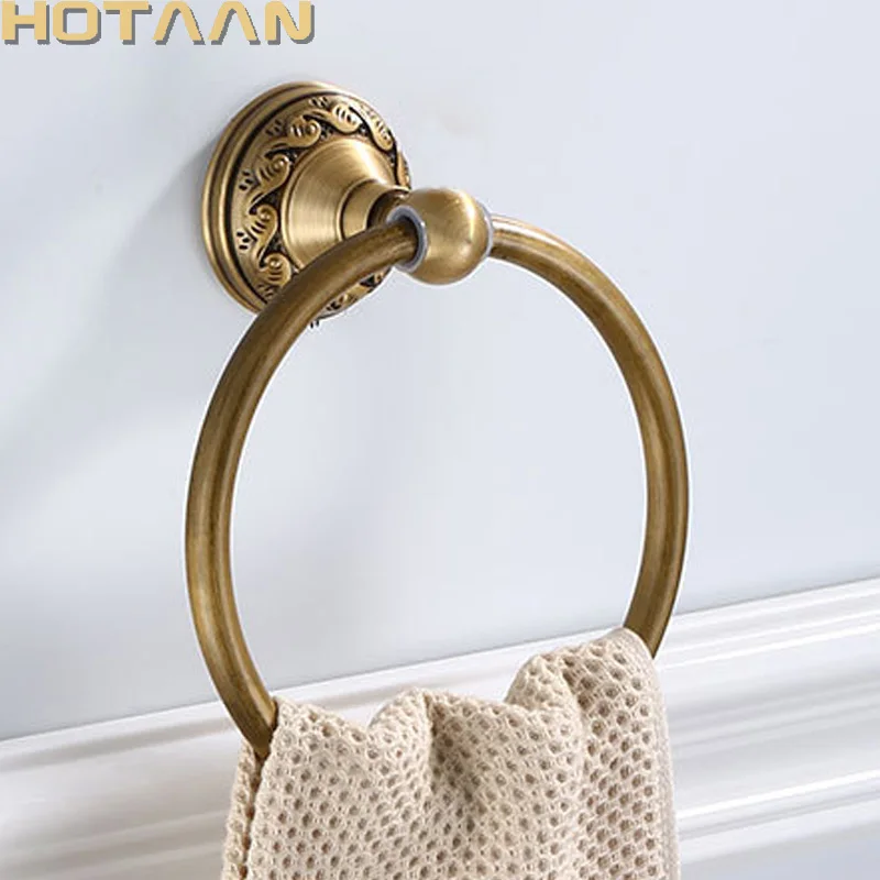 Bathroom Towel holder, Aluminium Wall Mounted Round Antique Brass Towel Ring Towel Holder Classic Bathroom Accessories13991-W