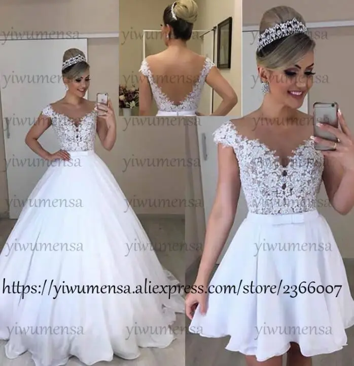 Model Color Robe de Mariee 2 в 1 свадебное платье плюс размер съемный шлейф Пышное Тюлевое бальное платье Свадебные платья 2 Em 1 свадебные платья - Цвет: Model Color