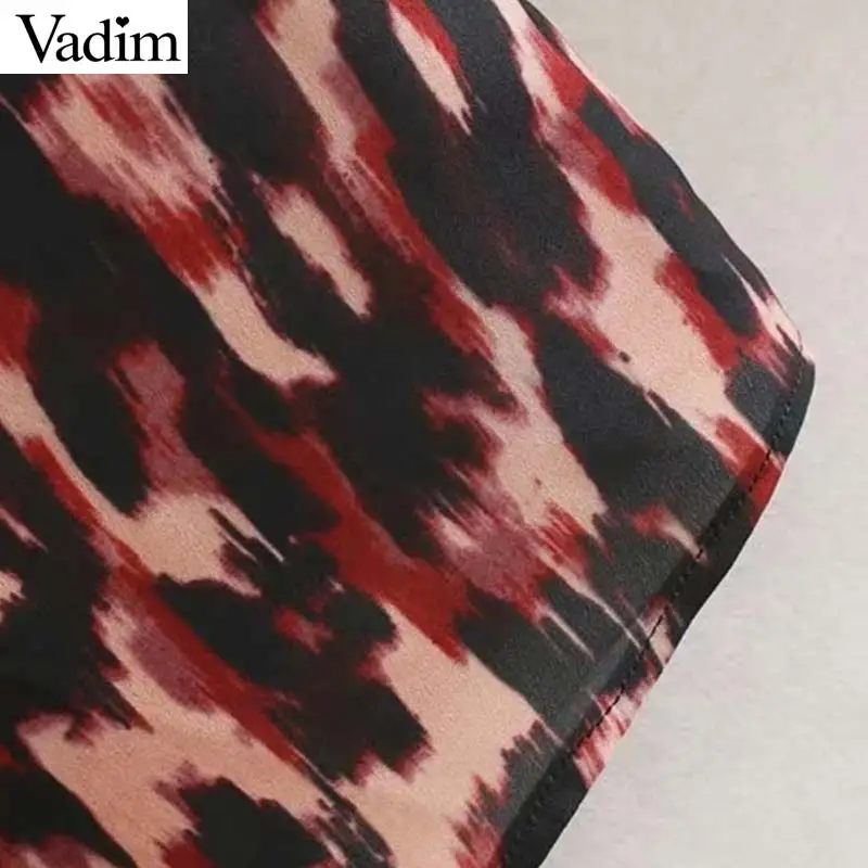 Женское элегантное платье vadim леопардовая расцветка блузки животный узор рубашка с длинным рукавом в винтажном стиле, одежда для офиса, повседневные топы, блузы mujer LB557