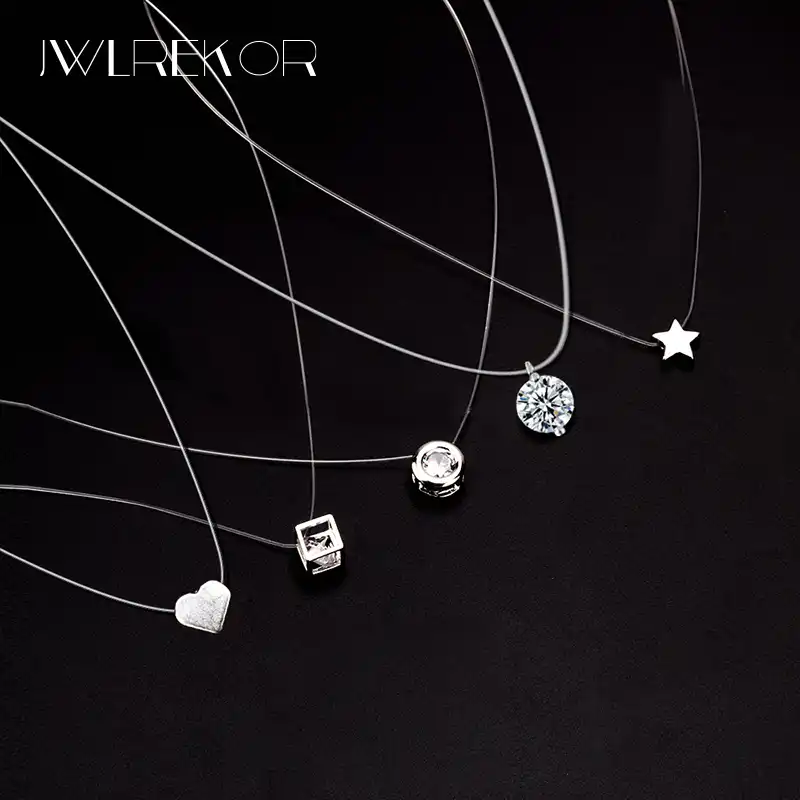 Женская прозрачная леска ожерелье невидимая цепь ожерелье Подвески Колье из горного хрусталя ожерелья силиконовая цепь