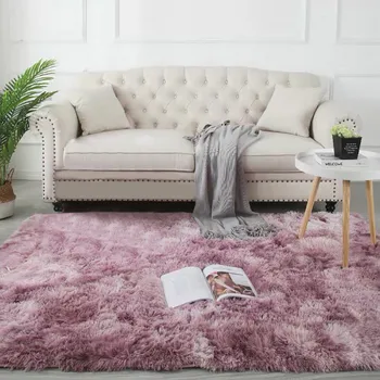

Tie-dyed Gradient Color Plush Soft Carpet Thickened Area Rug Water Absorb Anti-slip Floor Mat For Bedroom Living Room Home Decor