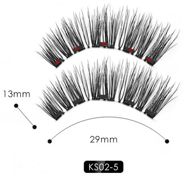 KS02 eyelashes 5 магнитных ресниц двойной слой накладные ресницы Магнитная подводка для глаз магниты без клея натуральные Мягкие Накладные ресницы удлинение 2 пары - Цвет: KS02 eyelashes