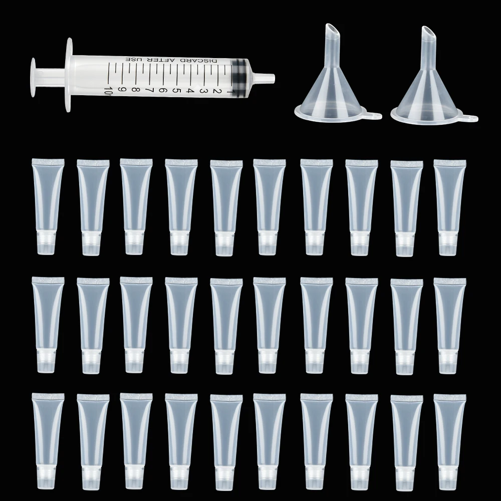 

10Pcs 30Pcs 10ml Empty Lip Gloss Tubes Transparent Clear Lip Balm Containers Refillable Lipgloss Tubes DIY Cosmetic Accessories