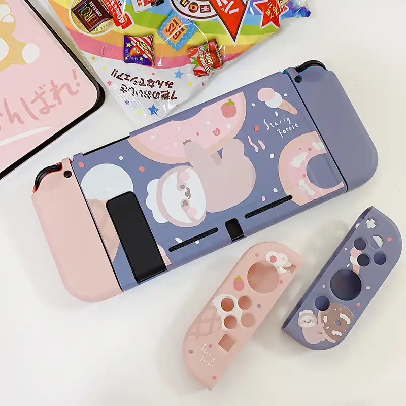 Starry Forest Doughnut Sloth Contrast Color Soft Protective Cute Case For Nintendo Switch Blue And Pink For Girls Cases Aliexpress