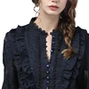 Flared Sleeve Lace Tops Women Autumn New Fashion Long Sleeved Ruffles Mesh Shirts Loose Plus Size Female Causal Office Blouses 5