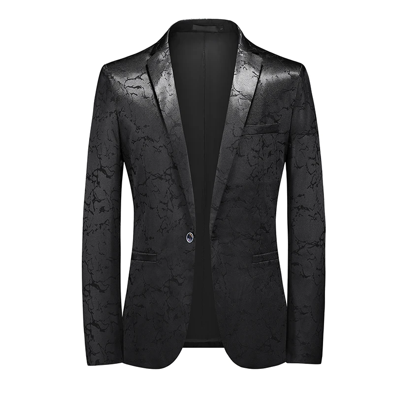 

M-6XL Plus Size Mens Print Tuxedo Jacket Smart Formal Black Lapel Dinner Blazer Retro Tailored Fit Long Sleeve Mens Suit Jackets