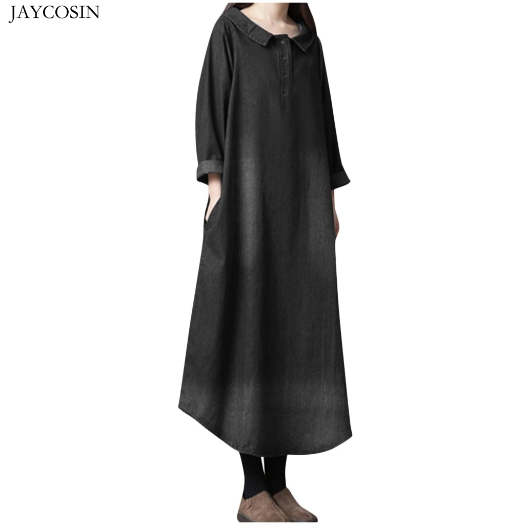 JAYCOSIN осенне-зимнее платье для отдыха женское модное повседневное джинсовое