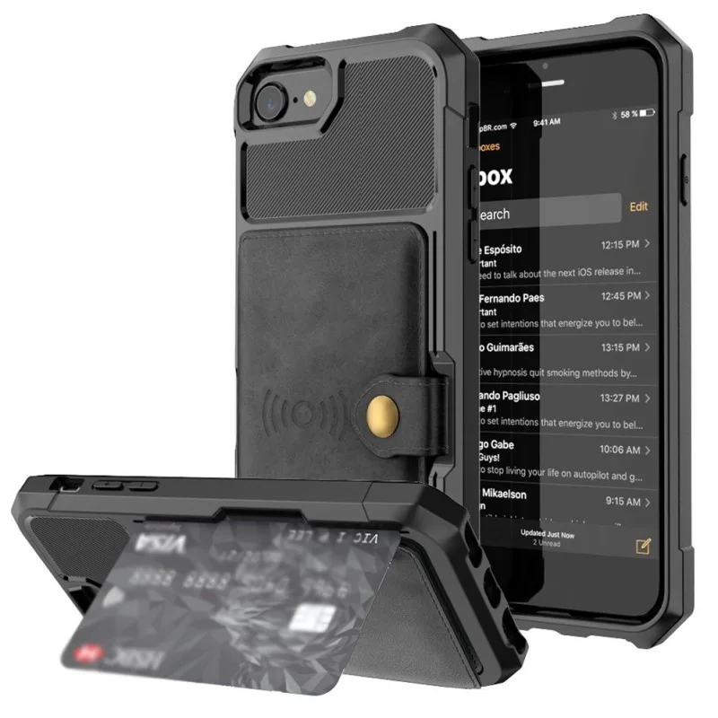 

Luxury PU Leather Card Wallet Phone Case for iPhone 7 8 Plus X XS XR Xs MAX Cases Wallet Flip Cover Buckle Stand for iPhone 11