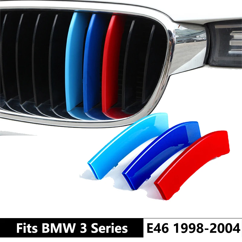 M Color Sport Kidney Strip Clip Insert Trims Stickers For BMW 3 series E46 1998-2001 2002-2004 Car Grille Decoration Accessories |
