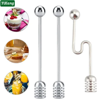 

1pcs Honey Mesuring Spoon Stainless Steel Curved/Straight Handle Coffee Milk Tea Stirring Sticks Spoon Ice Cream Dessert Spoon