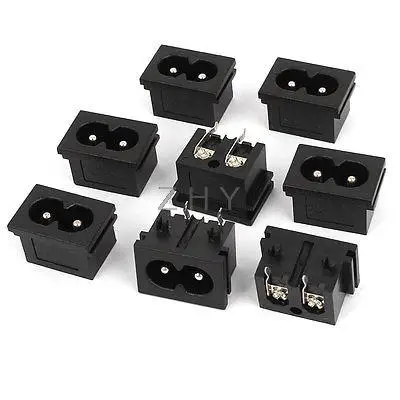 

AC 250V 2.5A/5A Male Plug IEC 320 C8 Power Socket Connector Black 8 Pieces