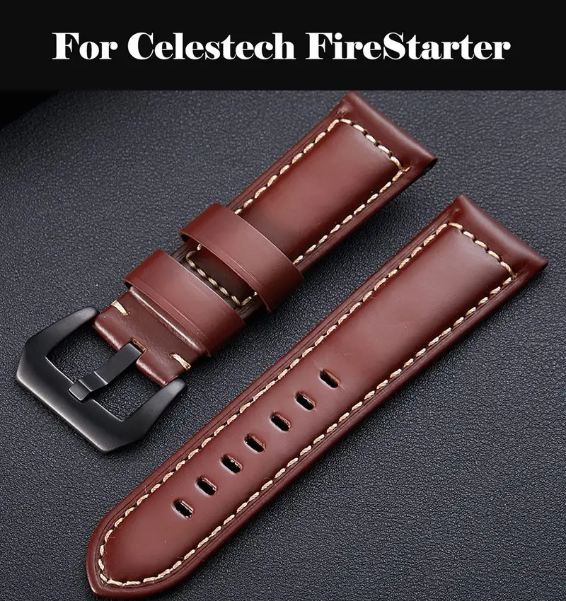 

Watchband Soft Calf Genuine Leather Watch Strap 18mm 20mm 22mm 24mm Watch Band Wristband For Celestech FireStarter