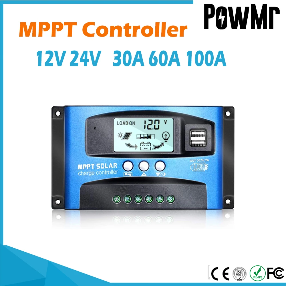 Контроллер заряда солнечной батареи MPPT 30 А 60 100 двойной USB ЖК-дисплей
