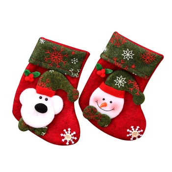 

Cloth Art XMAS Stocking/Santa Snowman Elk Bear Sock/Decor For Christmas Tree/Christmas Gift Bag/Christmas Tree Ornaments