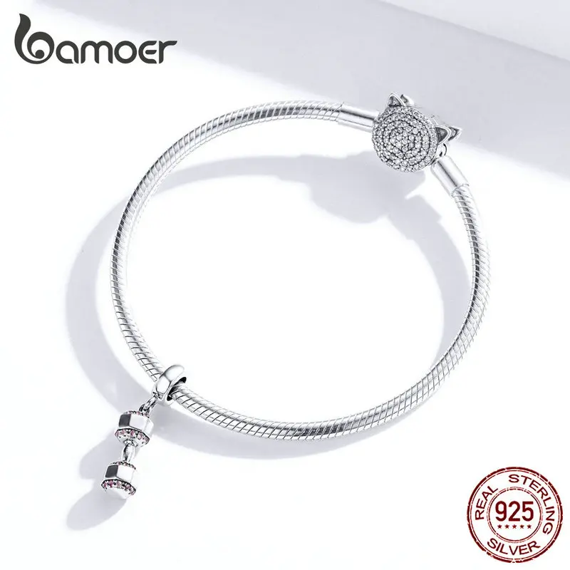 Bamoer, настоящая 925 пробы, серебряная подвеска, Шарм для женщин, 925, браслет-змея, ожерелье, бумбелл, спортивный дизайн SCC1340