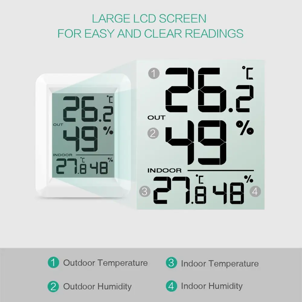 Beste ORIA Digitale LCD Indoor Outdoor Thermometer Temperatuur Mini Remote Thermometer Digitale Lcd Temperatuur Thermometer Thuis