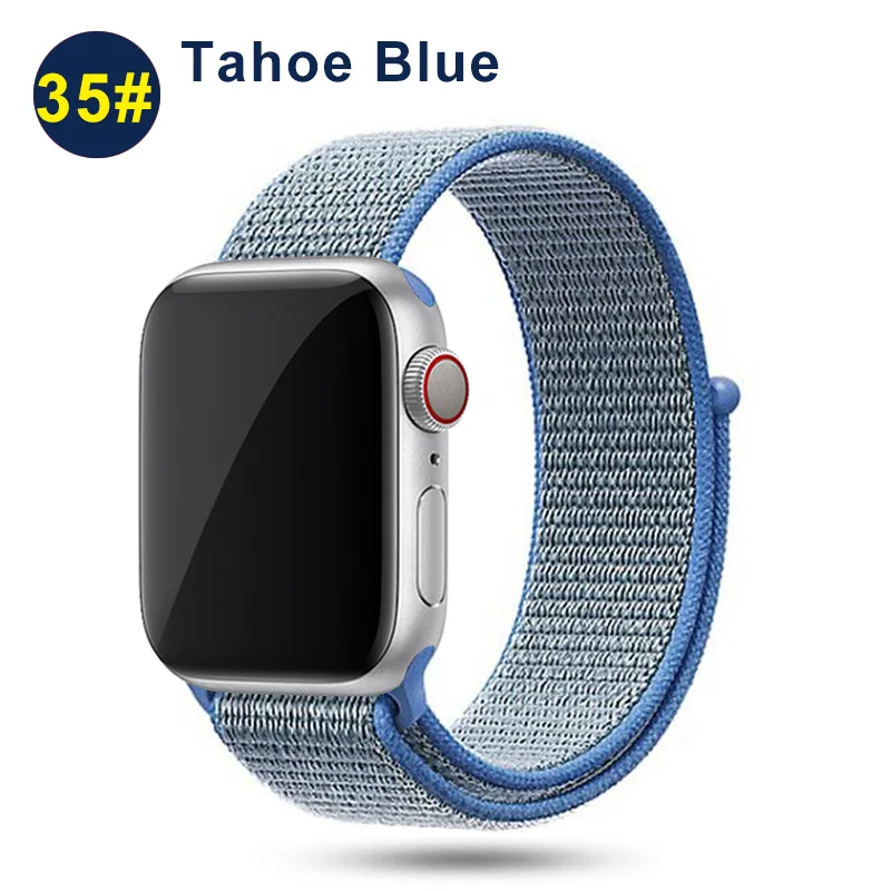 Ремешок UEBN для Apple Watch Series 5 4 3 band 44 мм/40 мм Спортивная петля для iwatch band 5 42 мм 38 мм ремешок браслет нейлоновый ремешок для часов - Цвет ремешка: Tahoe Blue