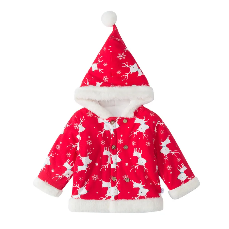 9-24 months Xmas Warm Winter Children Baby Jackets Kids Girls Boys Christmas Print Deer Infants Coat Cardigan Newborn Outwear | Детская