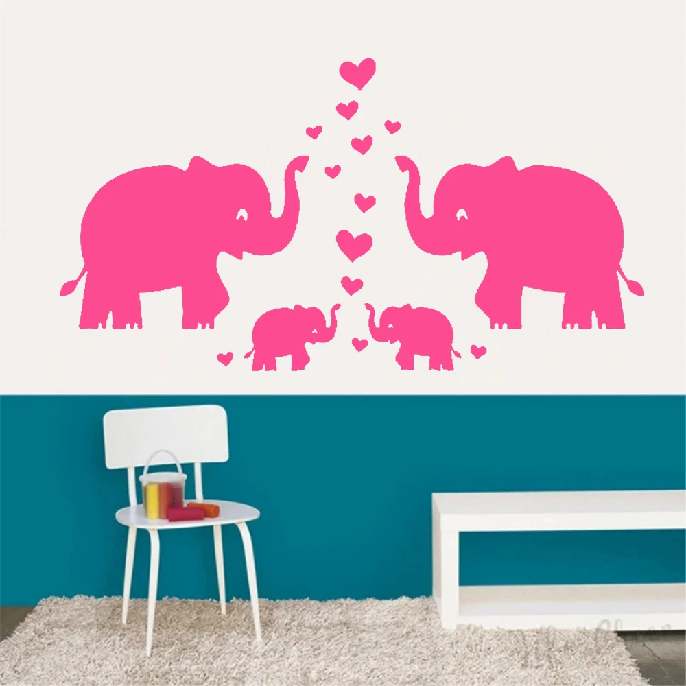 

Elephant Wall Decals Vinyl Family With Hearts And Butterfly Baby Nursery Decor Poster Kids Room Livingroom Stickers DW20929