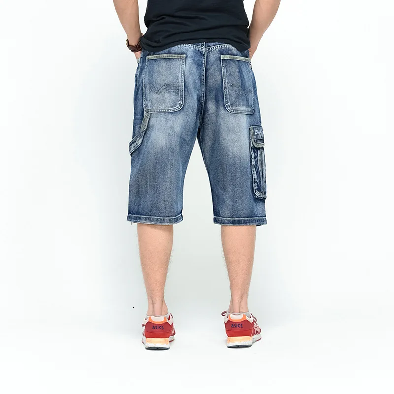 Короткие мужские мешковатые хип-хоп джинсы свободные штаны с большим карманом новые брюки