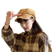 Осенняя и зимняя восьмиугольная шапка с вышивкой, утолщенный берет, Повседневная шапка дикого художника, Вельветовая шапка для газетного мальчика, Остроконечные шапки