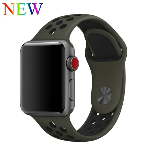 Силиконовый ремешок для apple watch band 42 мм 38 мм correa iwatch 4 3 2 44 мм 40 мм спортивный браслет pulseira apple watch аксессуары - Цвет ремешка: Cargo Khaki