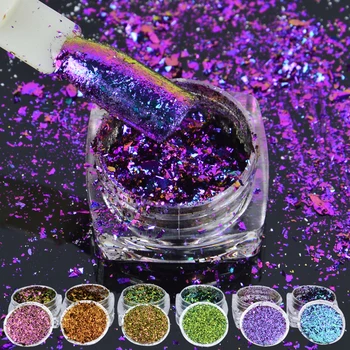 

6box/set Multicolor Flakes Bling Sequins 0.2g Nail Art Irregular Chameleon Magic Effect Nail Glitter Power 3D Holo Paillette
