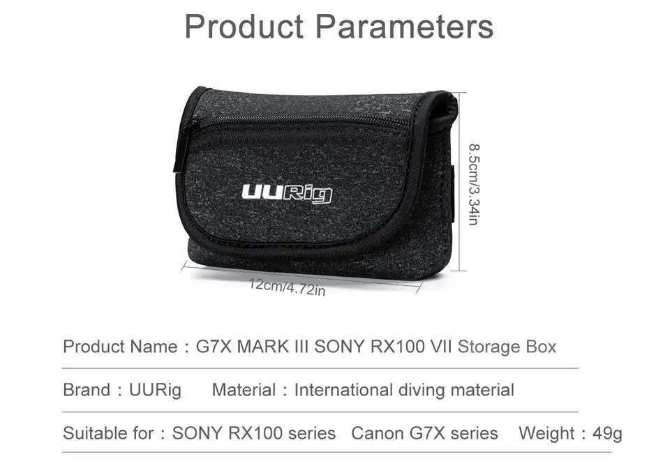UURig R014 сумка для хранения сумка для камеры защитный чехол для sony RX100 VII Canon G7X Mark III Point& Shoot camera r60