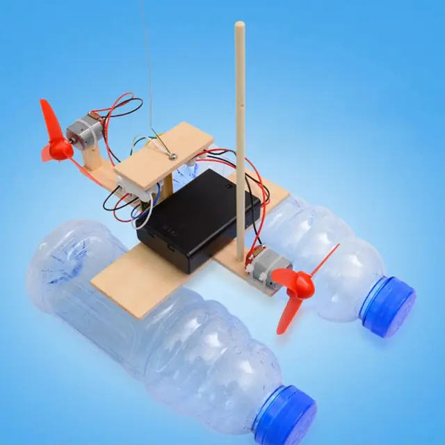 Model Toy Wooden RC Boat Kid Toys Assembly Remote Control Boat Toys Educational Model Toy K1MA New 6