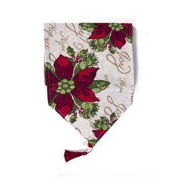 

Home Decorative Christmas Santa Claus Tapestry Poinsettia Table Runner 180*34cm