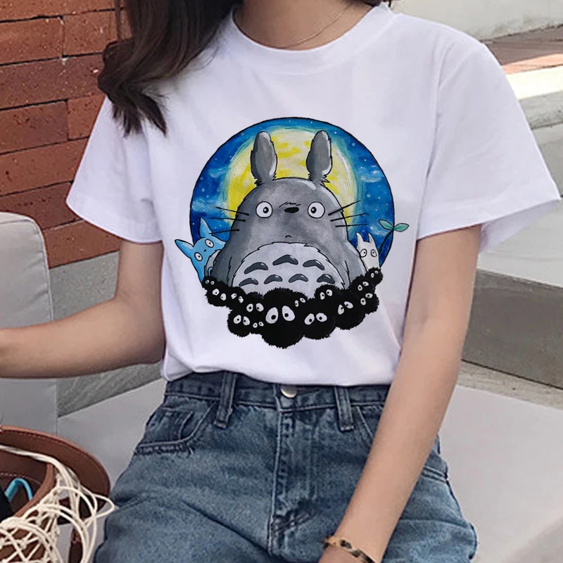 Графическая футболка 90 s, милые женские футболки Totoro Harajuku Kawaii, женская футболка Studio Ghibli, забавная футболка с мультяшным принтом