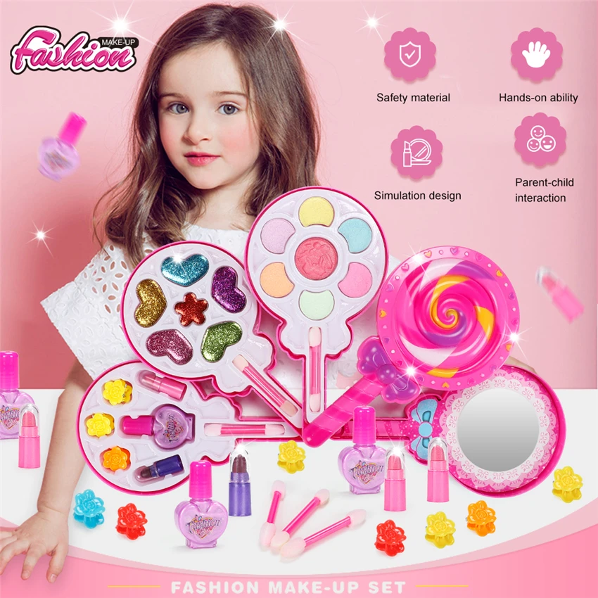 

Children's Cosmetic Makeup Kit For Birthday Gift Safe And Washable Little Girls Toys Princess Makeup Box