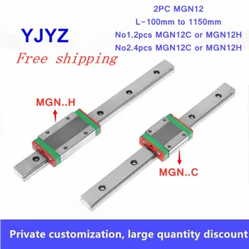 

12mm Linear Guide MGN12 length=100 150 200-1150 mm 2pc linear rail way + 2pc/4pc MGN12C or MGN12H Long linear carriage