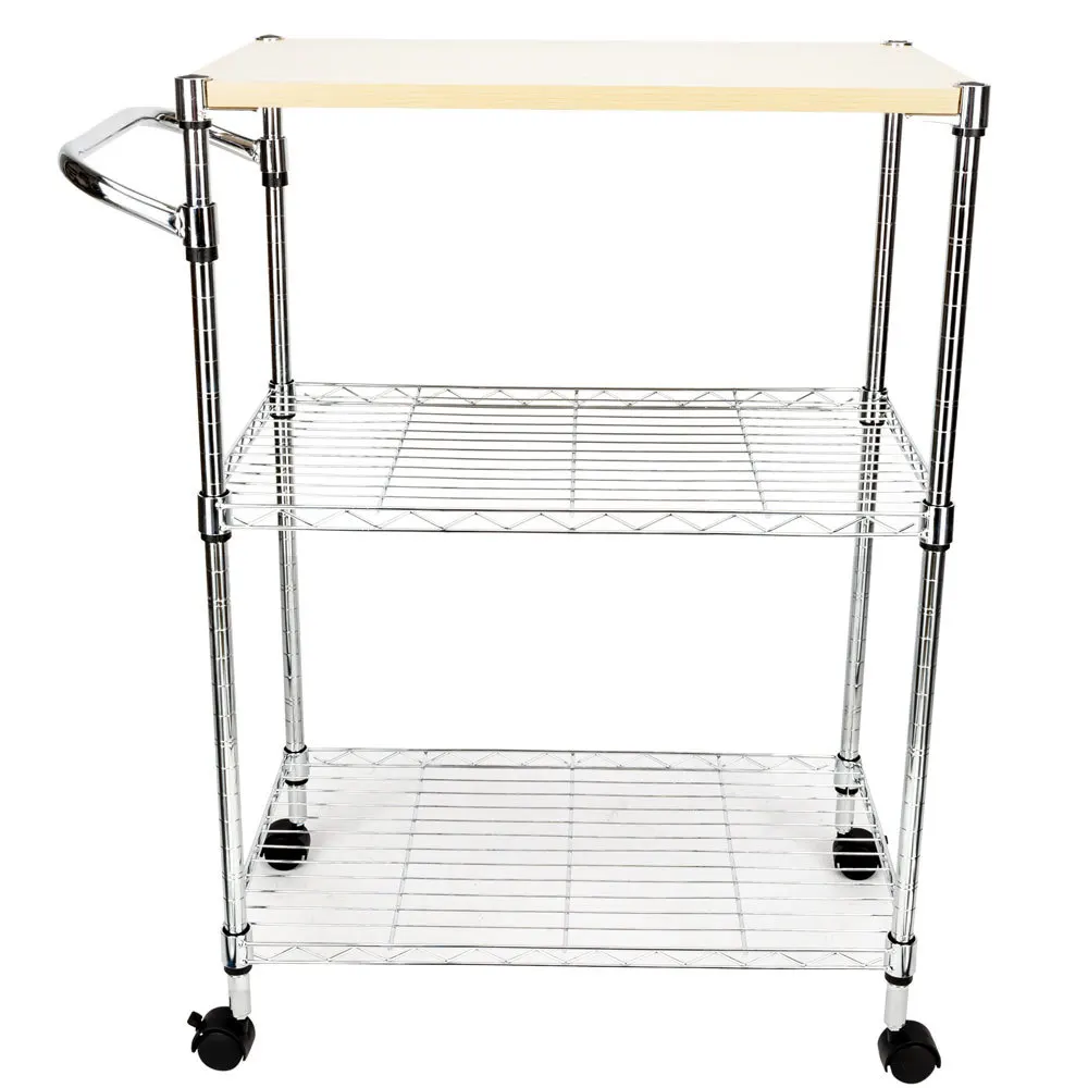  3 Layers Kitchen Multi-functional Trolleys Cart 4 Wheels Cart Wagon Kitchen Cart Sturdy Board Dinin - 4000182303845