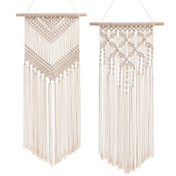 

2 Pcs Macrame Wall Hanging Decor Woven Wall Art Macrame Tapestry Boho Chic Home Decoration for Apartment Bedroom Nursery Gallery