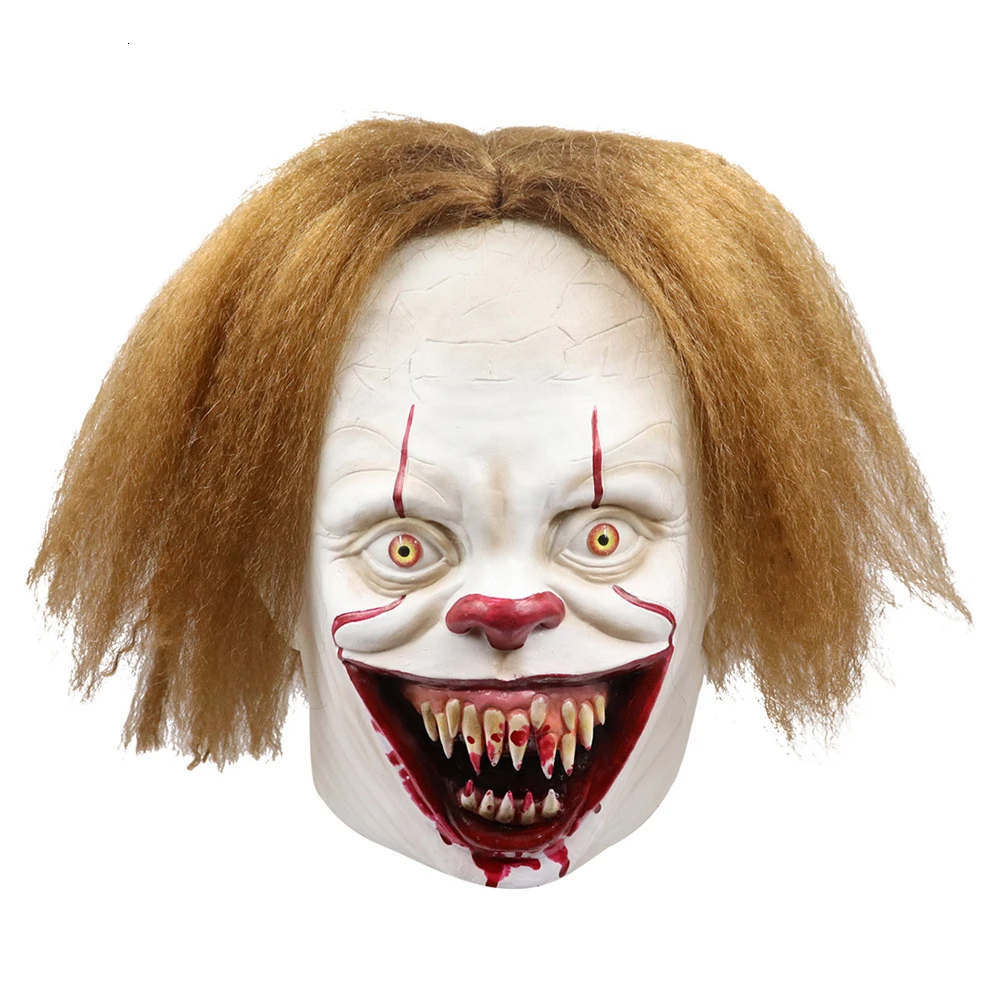 Хэллоуин ужас одежда для клоуна маска на Хэллоуин вечеринку Карнавал косплей страшное полное лицо клоун маска реквизит реалистичный Латекс маски - Цвет: D
