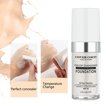 

Color Changing High Gloss Liquid Foundation 24Hours Not Fade Oil-control Moisturizing Cover Blemishes Brighten Skin Color
