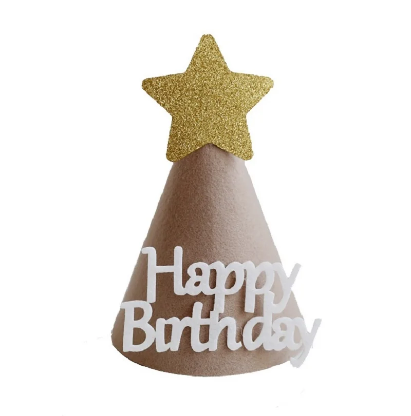 Baby Shower Khaki Happy Birthday Hat Korean Style Party Hat 3 years Aduluts Birthday Caps Kids Headwear 1st 2nd party hat