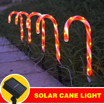 

110V 10 Stakes Cane Walkway Light Christmas Decor Crutch Lamp Festival US Plug Atmosphere Light Home Garden Lamp Yard Path Lamp