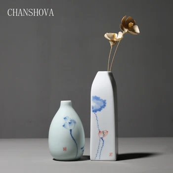

CHANSHOVA Chinese Hand Painted Ceramic Vases for Flowers Office Decor Home Decoration Accessories Small Porcelain Flower Vase
