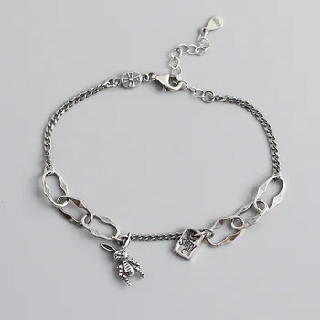 

New style 925 sterling silver rabbit pendant bracelet European and American trend ladies bracelet personalized silver jewelry