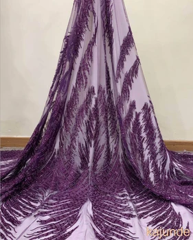 

1yard Handmade Sequins 3D embroidered mesh lace elasticity DIY wedding dress fabric high-end evening dress