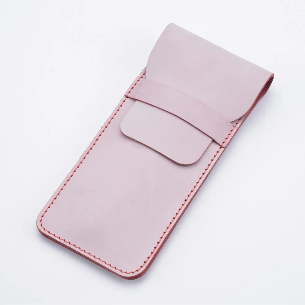 Red Large Genuine Leather School Pencil Bag Wax Pen Cute Fog Leather Office Pencil Stationery Pouch Bag Case Products Handmade - Цвет: Red Large