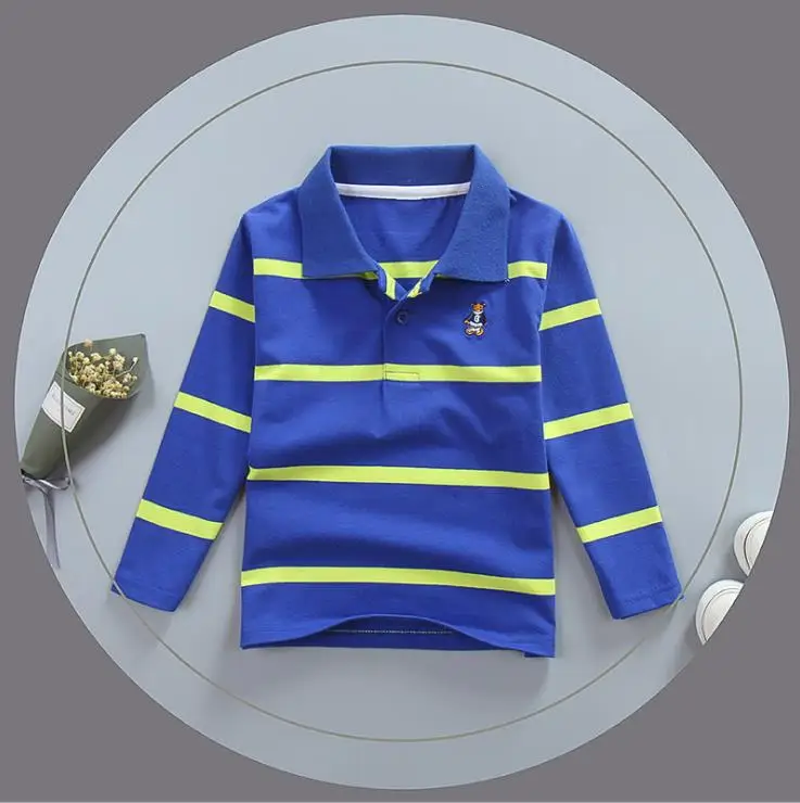 children's clothing boy long-sleeved T-shirt big middle school children's cotton long-sleeved striped shirt 3-14Y - Цвет: style 3